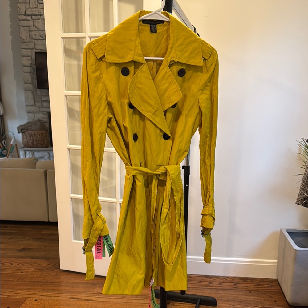 Kenneth Cole Yellow Trench Coat with Belted Waist
